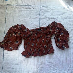 Brown red crop top